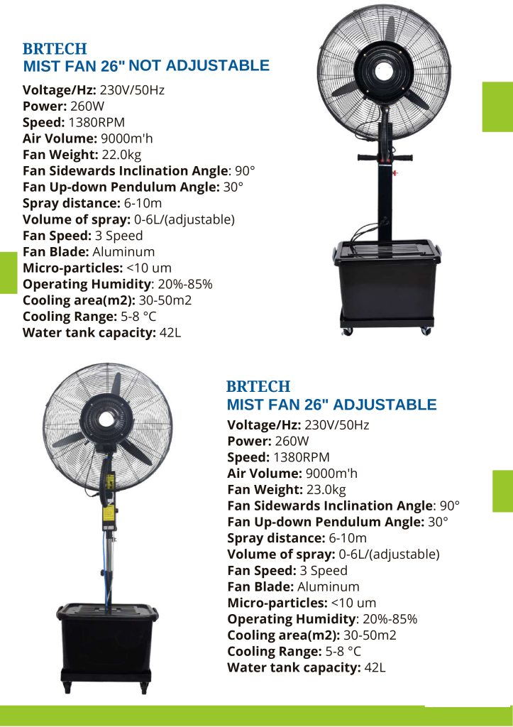 BRTECH MIST FAN 26” NOT ADJUSTABLE