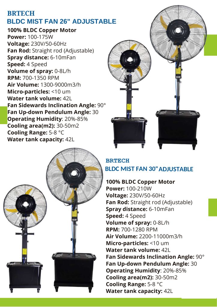 BRTECH BLDC MIST FAN 26” ADJUSTABLE